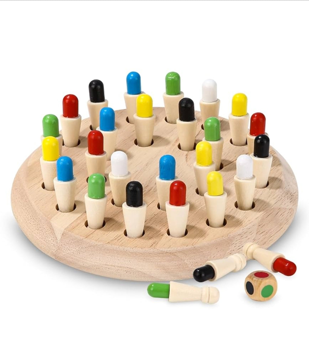Wooden Memory Match Stick Chess Game Set, Funny Block Board Game Parent-Child Interaction Toy for Boys and Girls Age 3 and Up, Kids