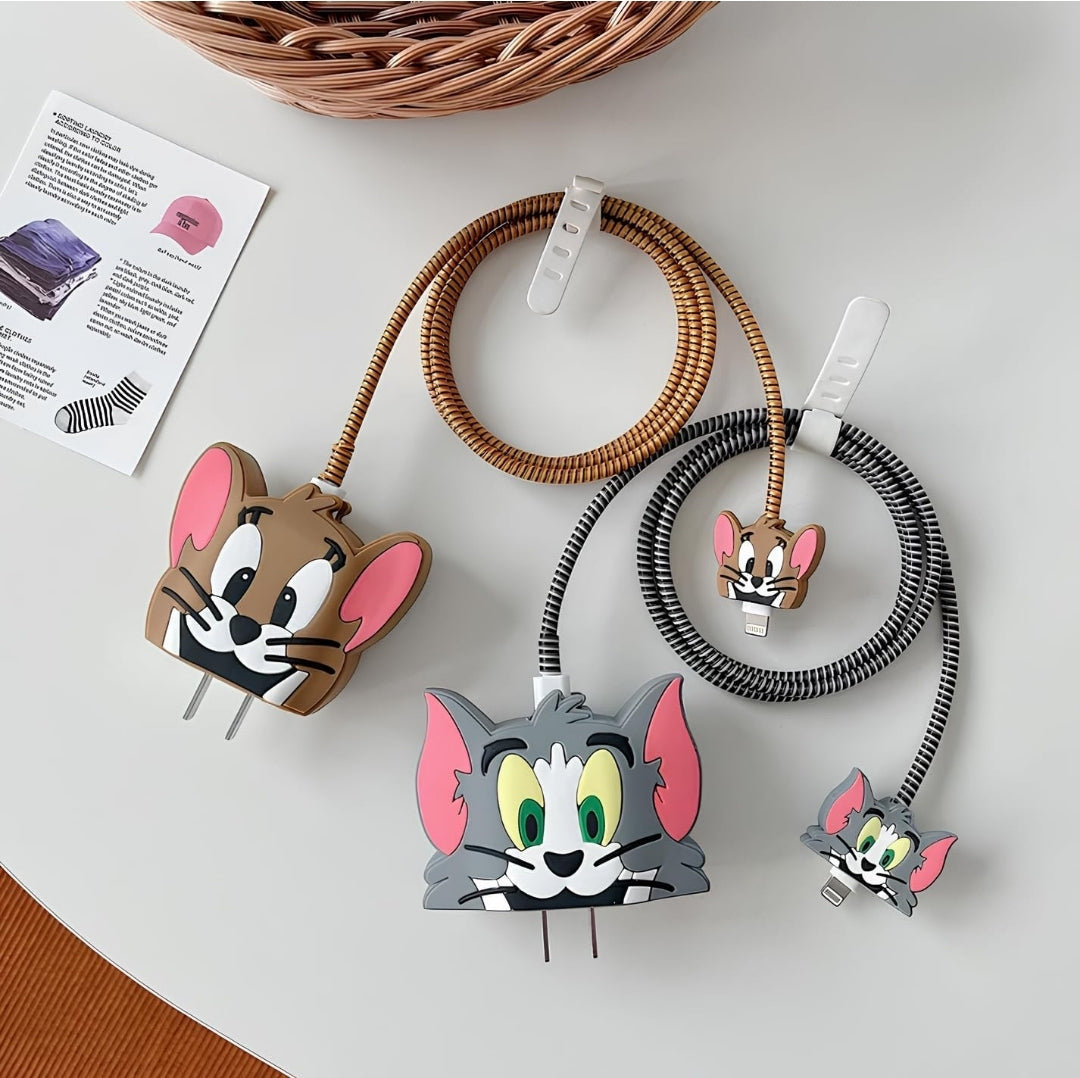 Iphone 18-20W Cartoon Character TOM and JERRY COMBO Charger Protector COMBO PACK