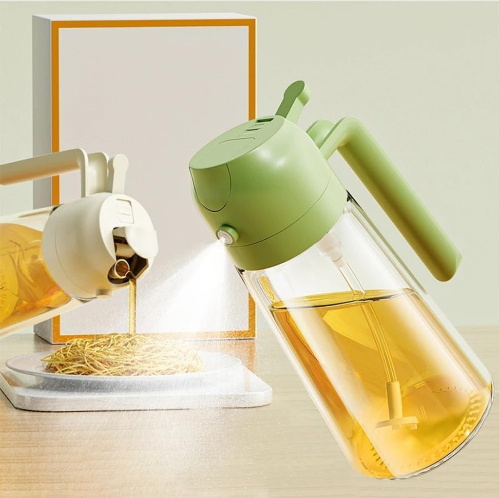 Glass Oil Sprayer And Dispenser Bottle For Kitchen,2 In 1 Oil Sprayer And Dispenser,Oil Spray Bottle 500Ml For Cooking, Kitchen, Bbq, Air Fryer, Salad, Frying, Baking Oil Spray Bottle