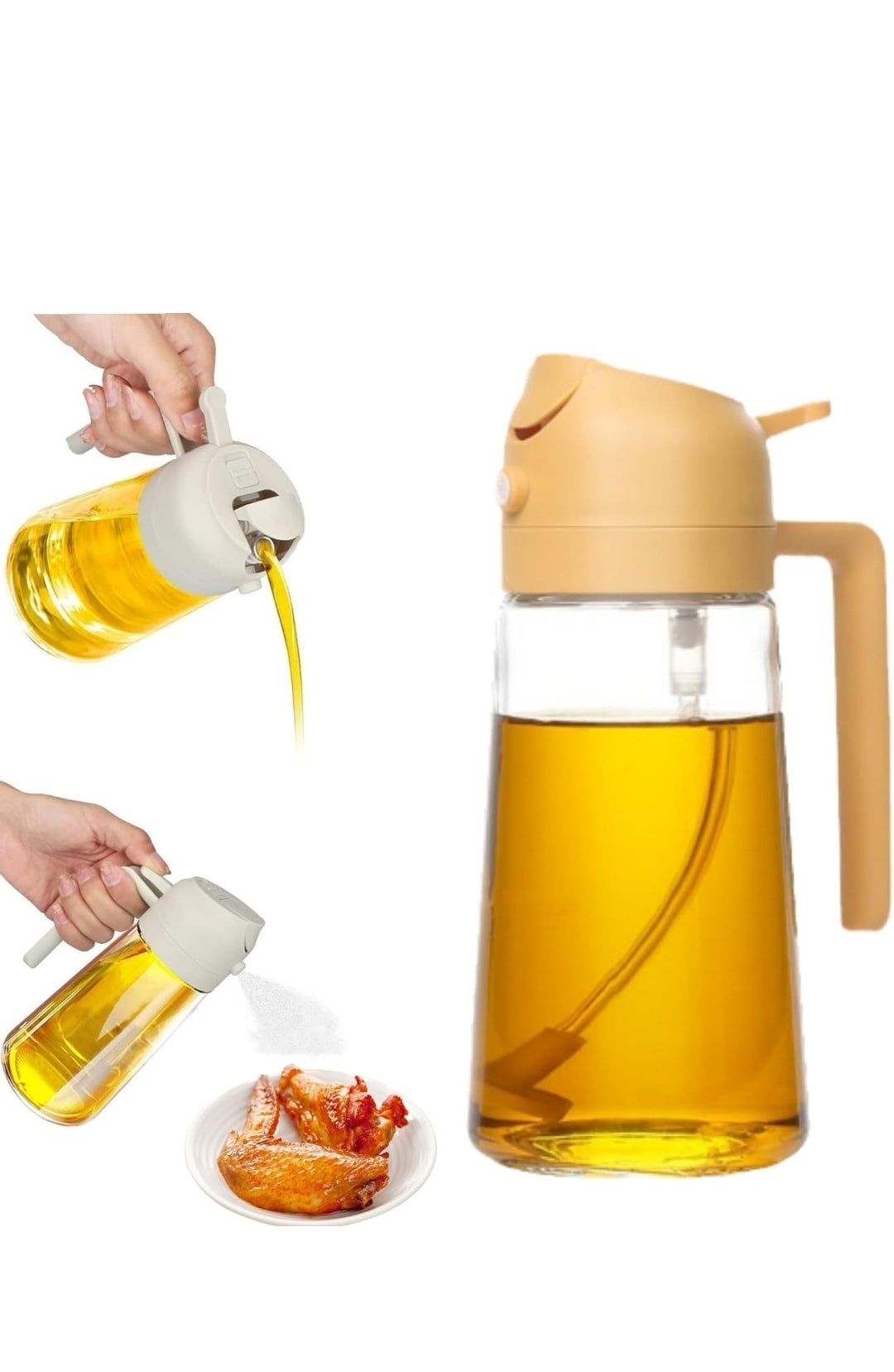 Glass Oil Sprayer And Dispenser Bottle For Kitchen,2 In 1 Oil Sprayer And Dispenser,Oil Spray Bottle 500Ml For Cooking, Kitchen, Bbq, Air Fryer, Salad, Frying, Baking Oil Spray Bottle
