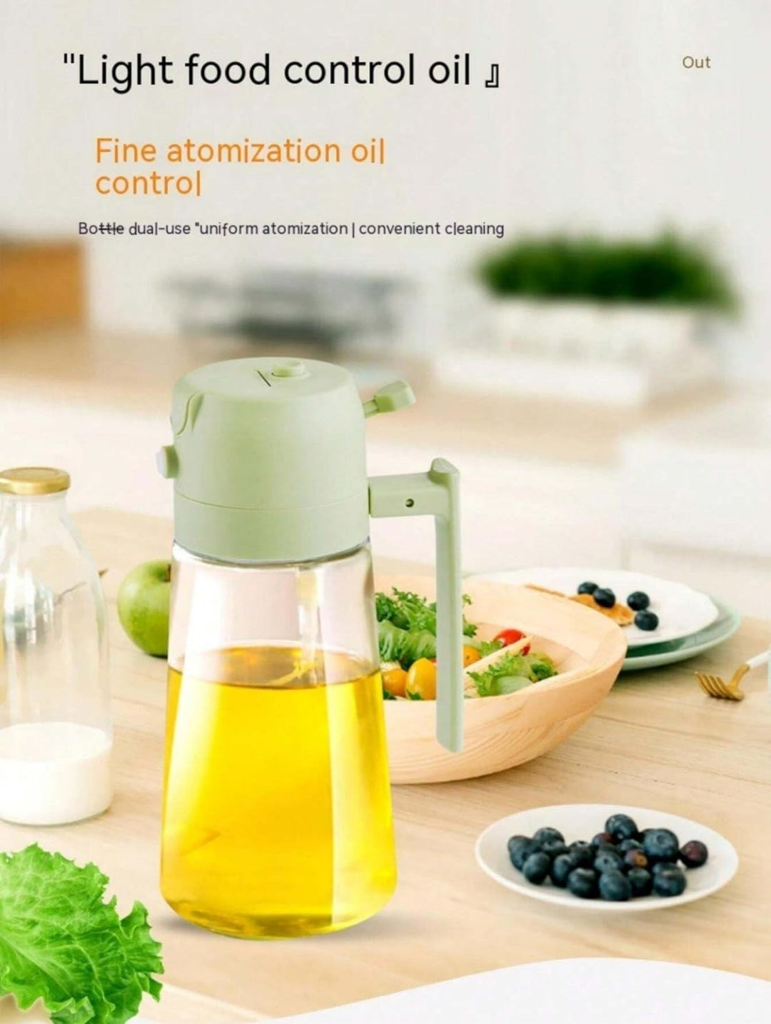 Glass Oil Sprayer And Dispenser Bottle For Kitchen,2 In 1 Oil Sprayer And Dispenser,Oil Spray Bottle 500Ml For Cooking, Kitchen, Bbq, Air Fryer, Salad, Frying, Baking Oil Spray Bottle