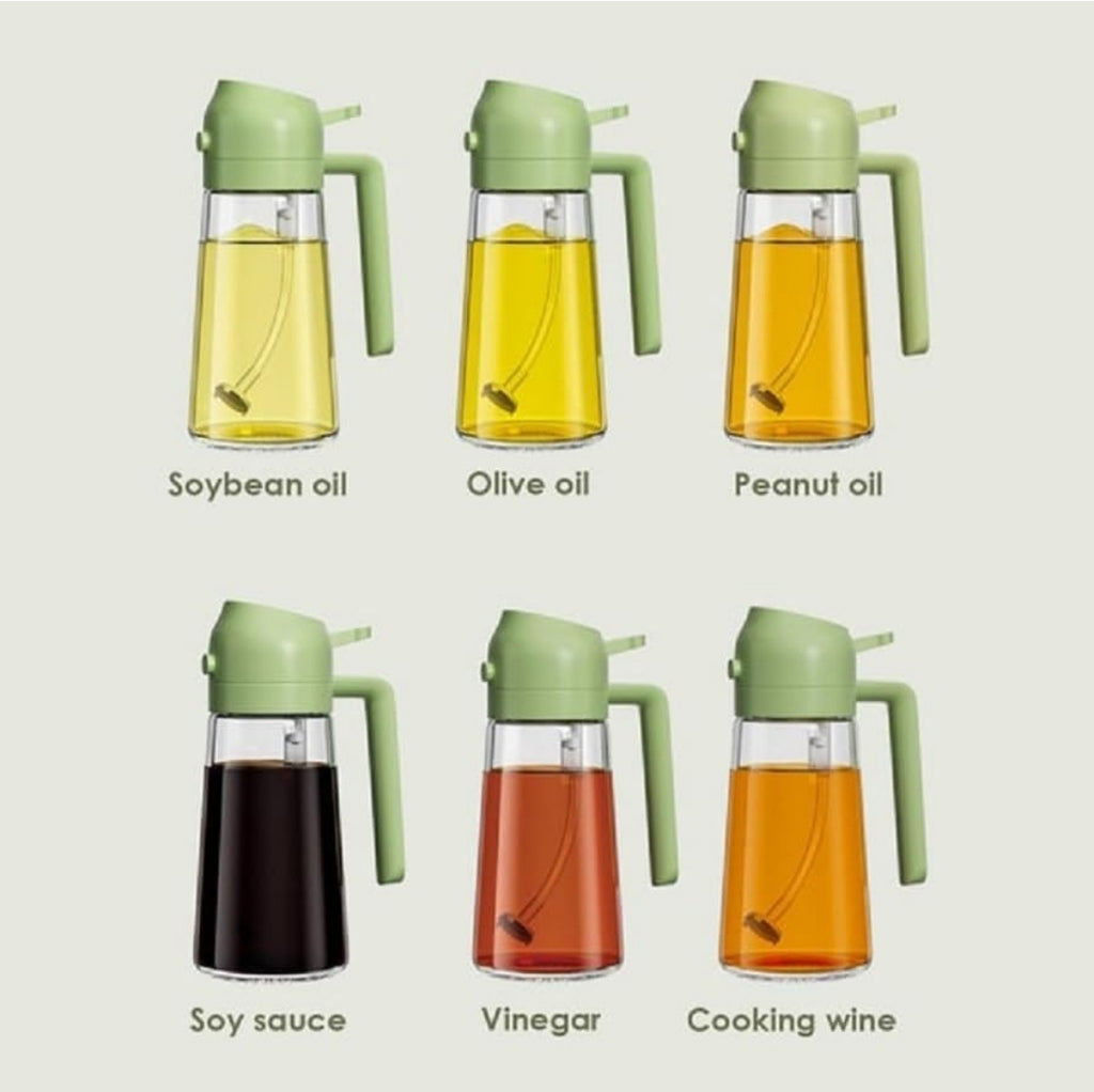 Glass Oil Sprayer And Dispenser Bottle For Kitchen,2 In 1 Oil Sprayer And Dispenser,Oil Spray Bottle 500Ml For Cooking, Kitchen, Bbq, Air Fryer, Salad, Frying, Baking Oil Spray Bottle