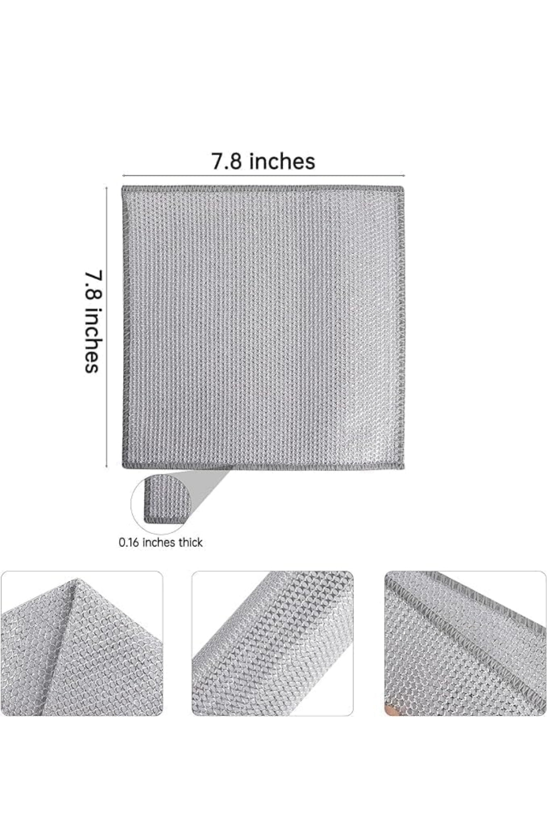 Non Scratch Wire Dish Cloth (Pack of 10)Multipurpose Wet and Dry Cleaning, Stainless-Steel Dish Wash Scrubber for Washing Dishes, Sinks, Counters