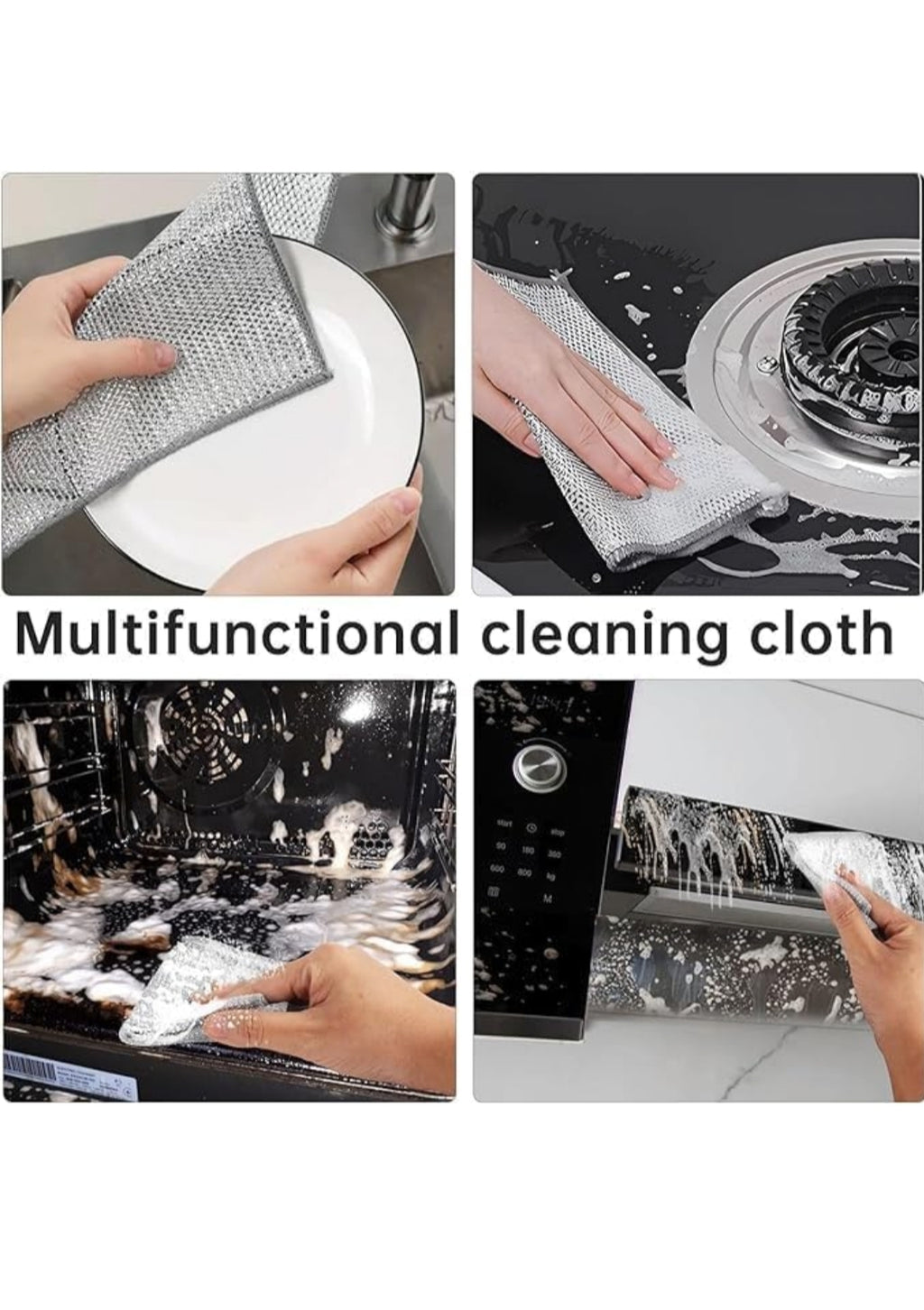 Non Scratch Wire Dish Cloth (Pack of 10)Multipurpose Wet and Dry Cleaning, Stainless-Steel Dish Wash Scrubber for Washing Dishes, Sinks, Counters