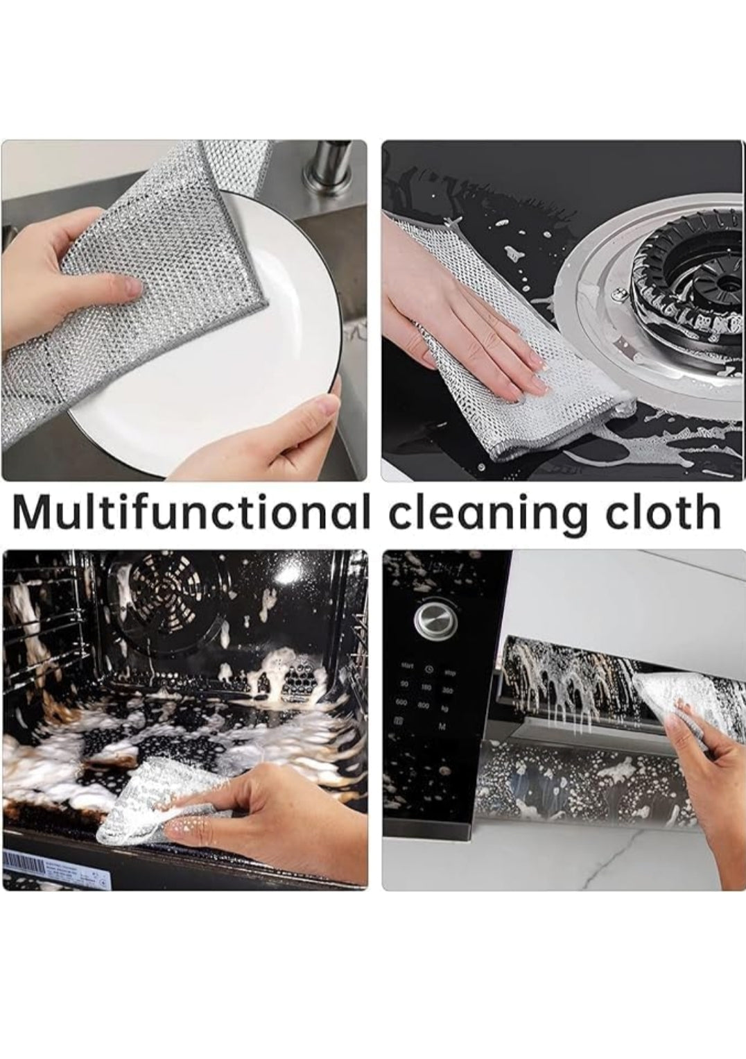 Non Scratch Wire Dish Cloth (Pack of 10)Multipurpose Wet and Dry Cleaning, Stainless-Steel Dish Wash Scrubber for Washing Dishes, Sinks, Counters