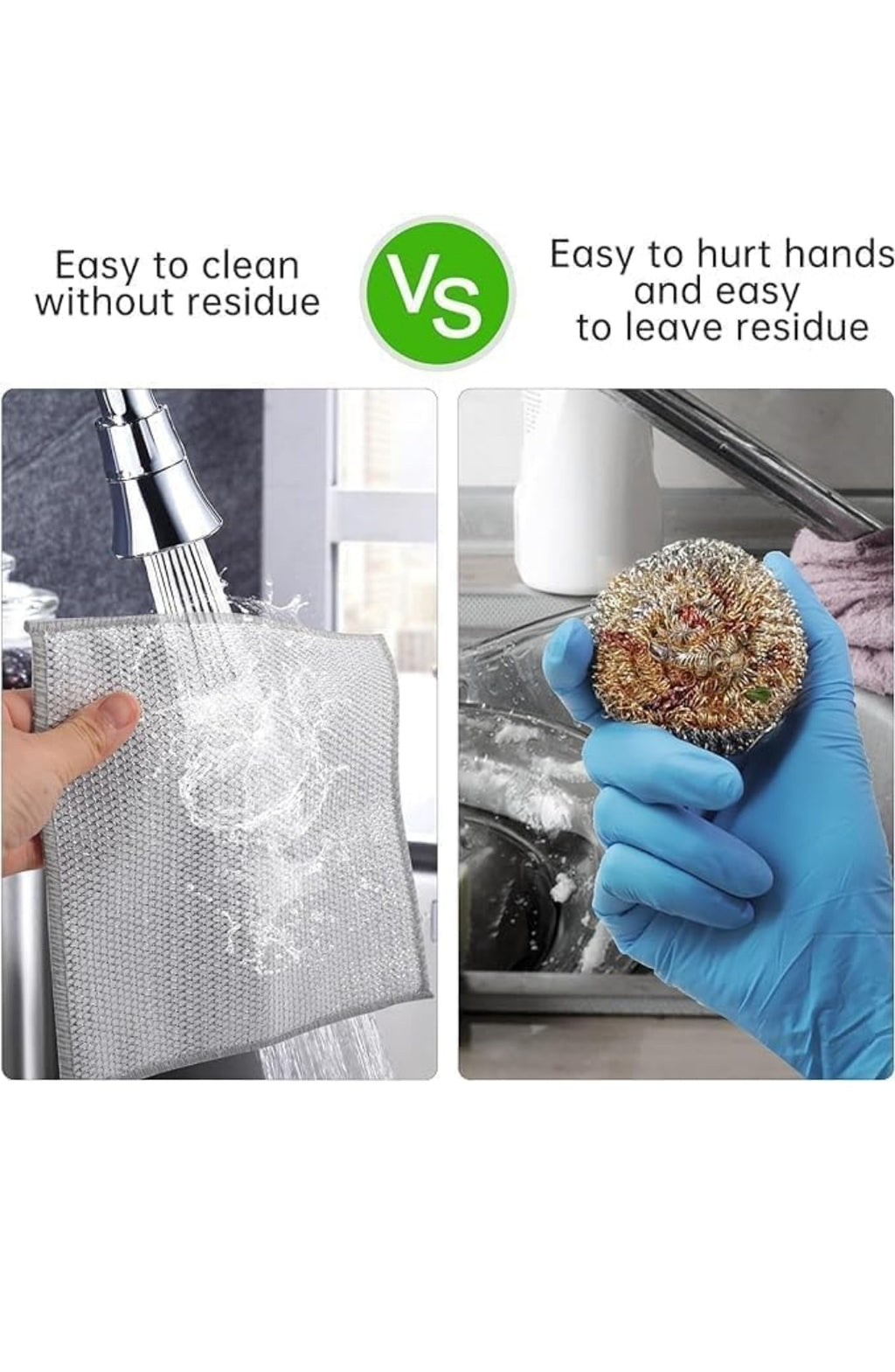 Non Scratch Wire Dish Cloth (Pack of 10)Multipurpose Wet and Dry Cleaning, Stainless-Steel Dish Wash Scrubber for Washing Dishes, Sinks, Counters