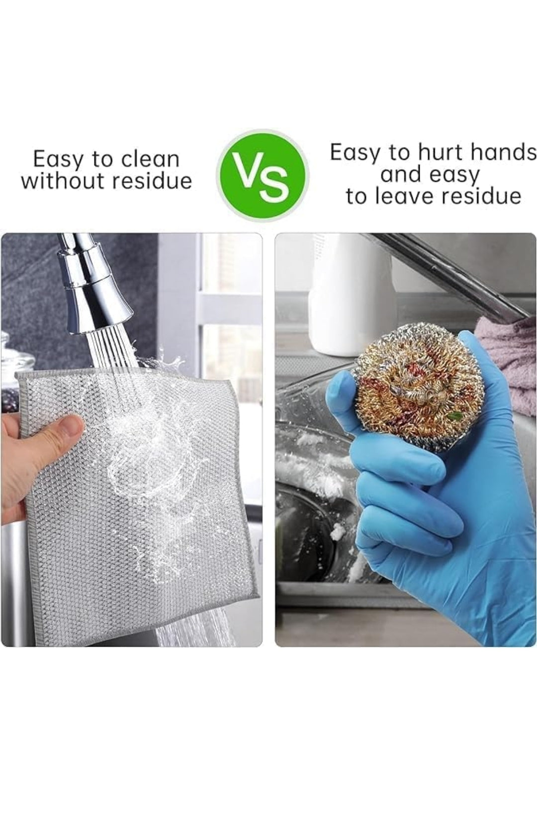 Non Scratch Wire Dish Cloth (Pack of 10)Multipurpose Wet and Dry Cleaning, Stainless-Steel Dish Wash Scrubber for Washing Dishes, Sinks, Counters