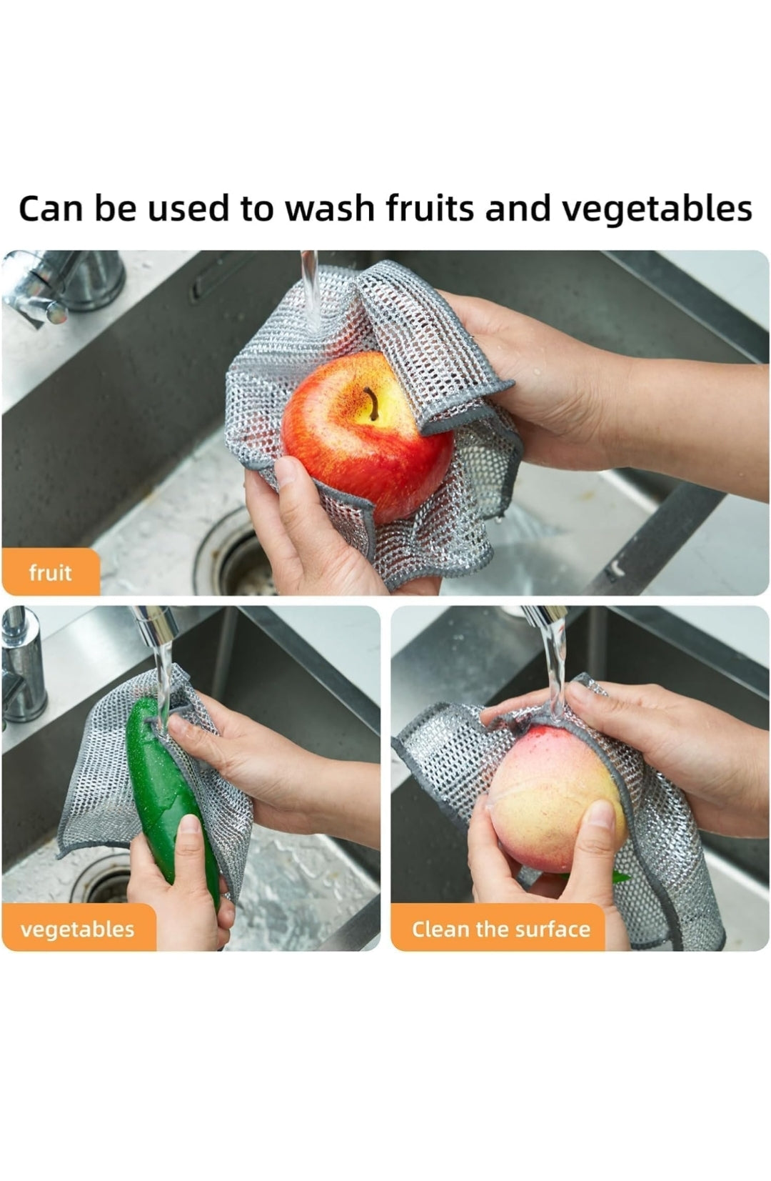 Non Scratch Wire Dish Cloth (Pack of 10)Multipurpose Wet and Dry Cleaning, Stainless-Steel Dish Wash Scrubber for Washing Dishes, Sinks, Counters