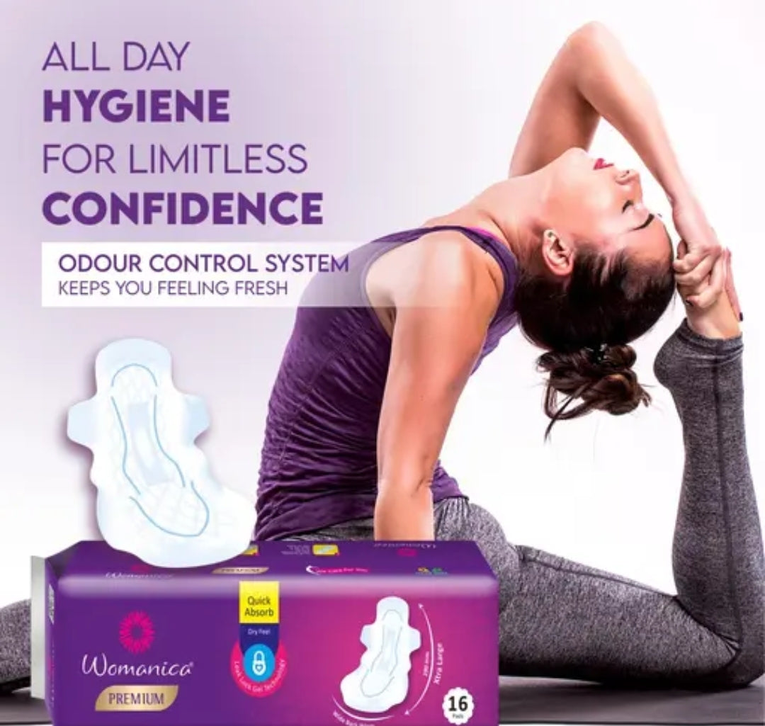 Womanica 290mm Sanitary Pads (16 Pads Each, Total 48 Pads) Pack of 3
