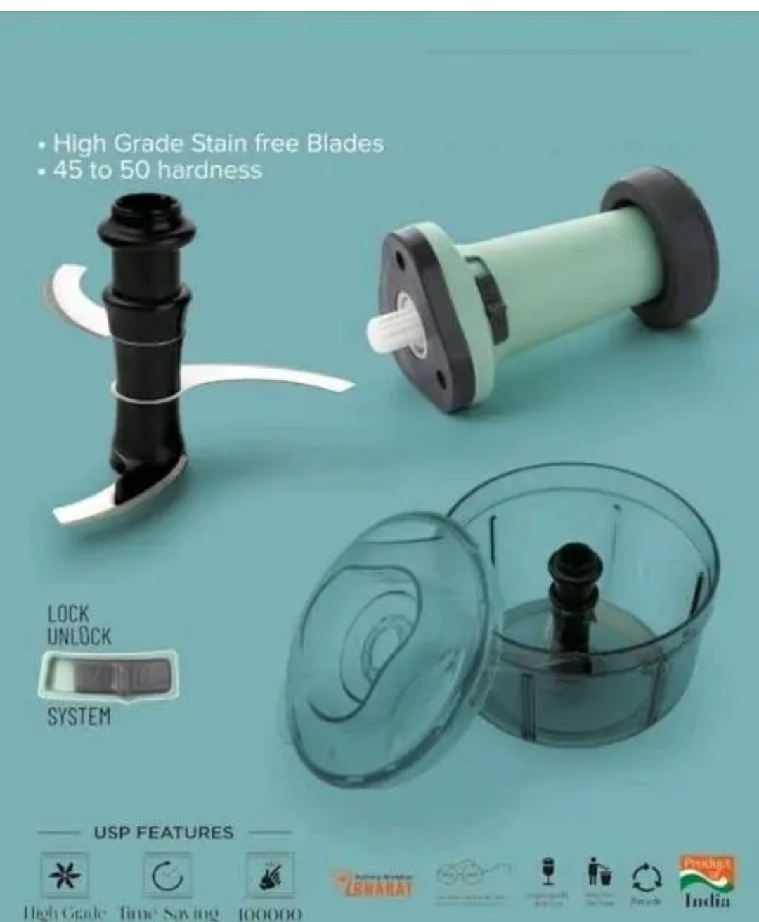 800ML Manually Handy chopper Mixer Cut For Vegetable