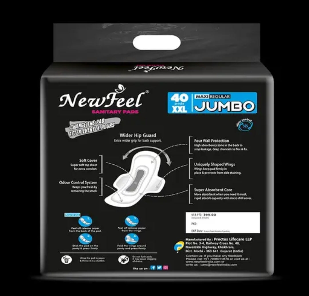New Feel Sanitary Pad ( Pack of 1)(40 Pcs) / New Feel 40 in 1 Sanitary Pads For Women Daily Needs Use