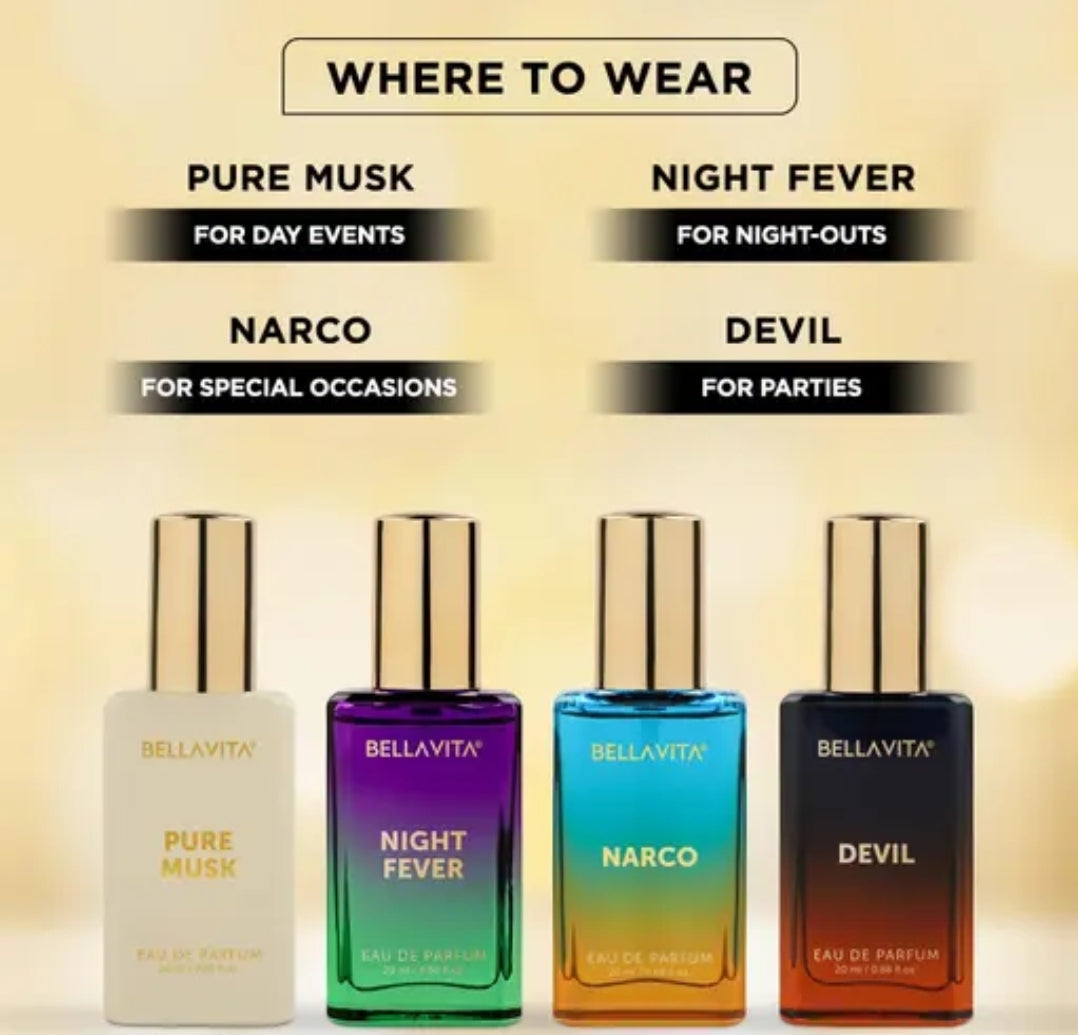 Bella Vita Eau De Perfume Unisex Gift Scents for Men and Women 4x20 ML