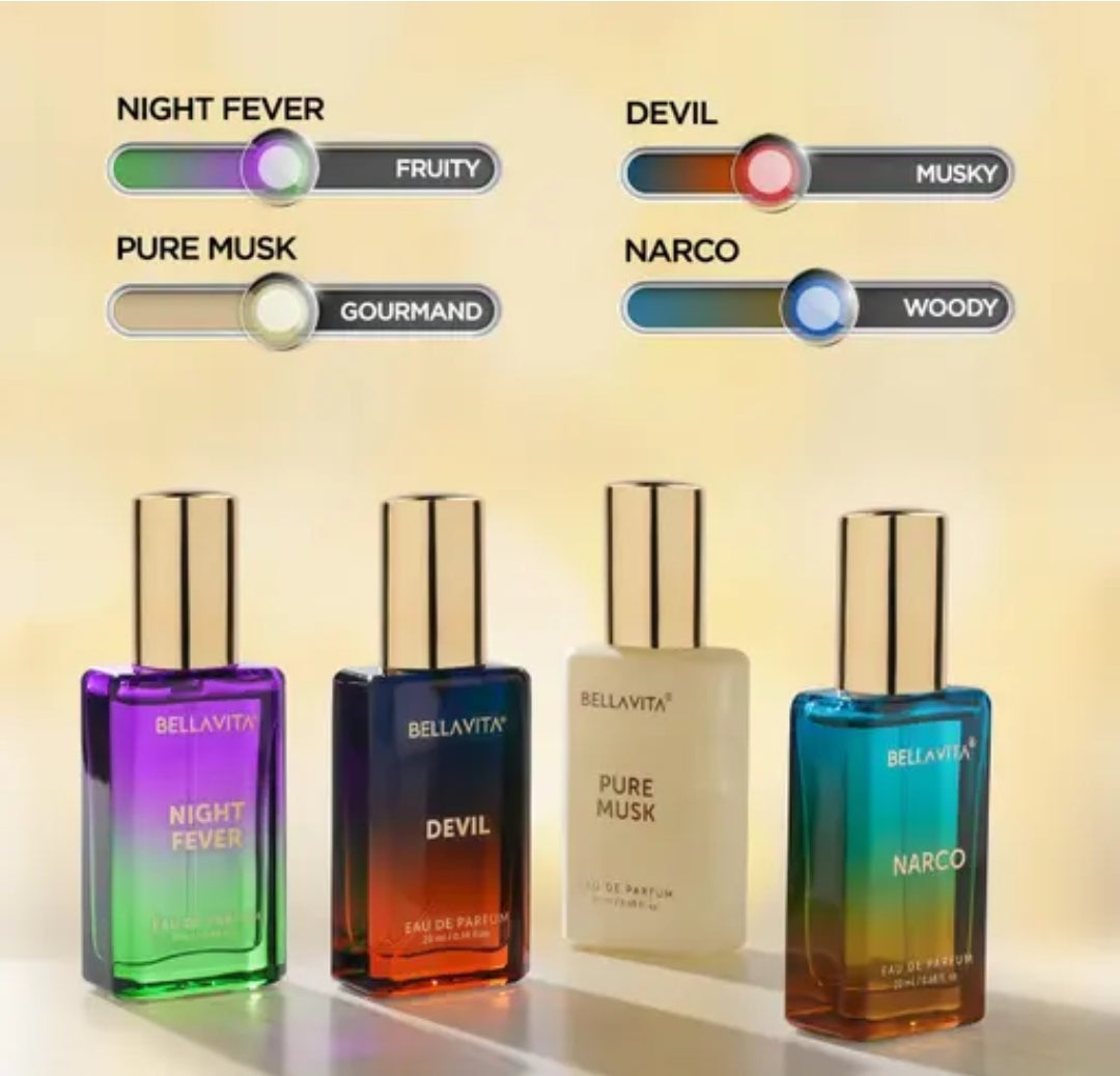 Bella Vita Eau De Perfume Unisex Gift Scents for Men and Women 4x20 ML